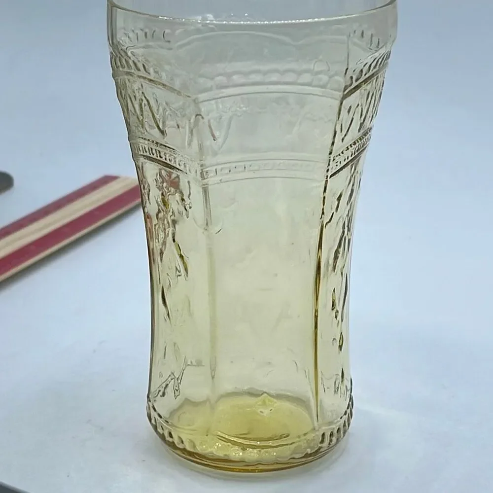 Federal Glass “ Patrician” amber depression glass tumbler.